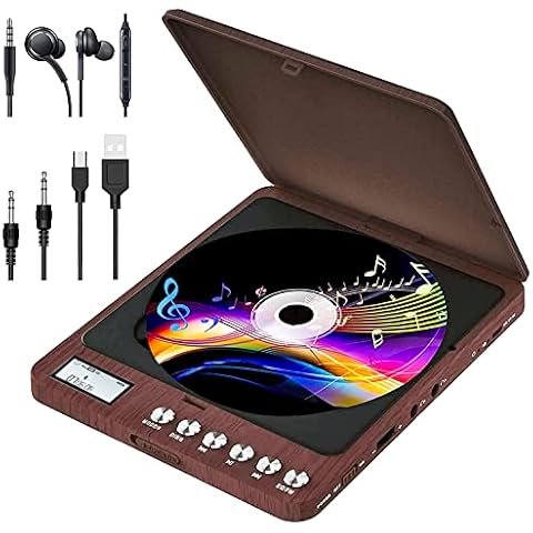 Portable CD Player with Speaker, CCHKFEI Rechargeable Compact CD Player Bluetooth Cars FM Transmitter Shockproof Disc Player for Car/Travel/Home Kids CD Player Portable Cover