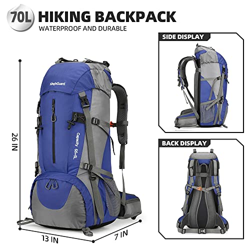 Image of King'sGuard 70L Hiking Backpack with Rain Cover Lightweight Waterproof Travel Camping Backpack Large Backpacking Pack