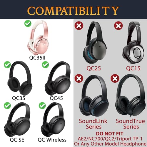 SOULWIT Metal Swivel Pins Replacement Parts Kit para Bose QuietComfort 35/QC35/QC35 II/QC45/QuietComfort SE (QC SE)/Quiet Comfort Wireless Headphones, tornillos de bisagra, accesorios y junta - Rosa dorado miniatura 2
