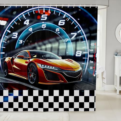 Feelyou Race Car Shower Curtain 72"x72" Speed Sports Car Bath Curtain