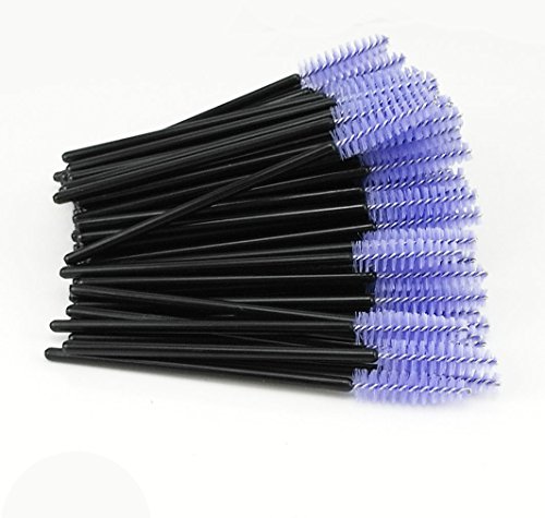 Yueton Pack of 100 Disposable Eyelash Brushes Wands Mascara Applicator (Black+Light Purple)