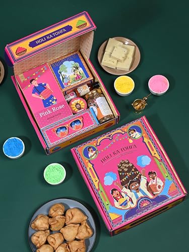 Image of Indian Karigar Holi Ka Tohfa 2026 | 12 Handpicked Holi Items | Holi Gulal for Holi Colour 160g | Thandai Powder + Eye Glasses + Holi Song Card & More | Organic Skin Safe Holi Colors With Certificate & Greeting Card | Holi Gift Hampers (Holi Ka Tohfa)