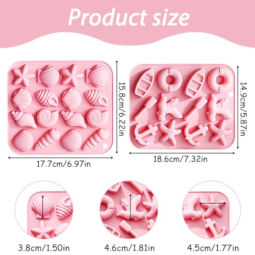 Molde de silicona para chocolate con tema oceánico, pack 2 miniatura 2