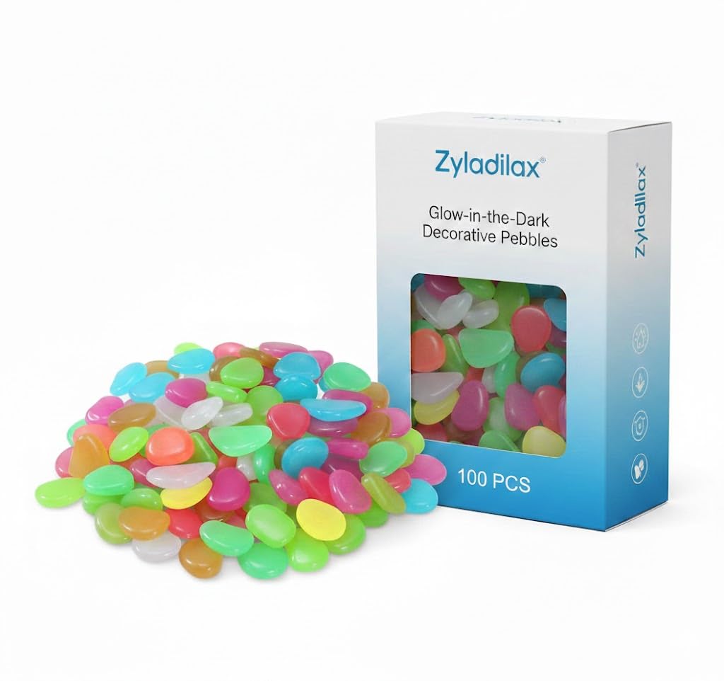 100 Pcs Colorful Luminous Stones Glow in Dark Pebbles for Aquarium Fish Tank Garden Pathway Patio Lawn Decorative Gravel (100 Pcs)