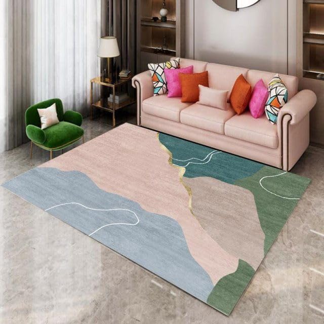 Tapis de salon abstrait et antidérapant pour créer un coin lecture cosy