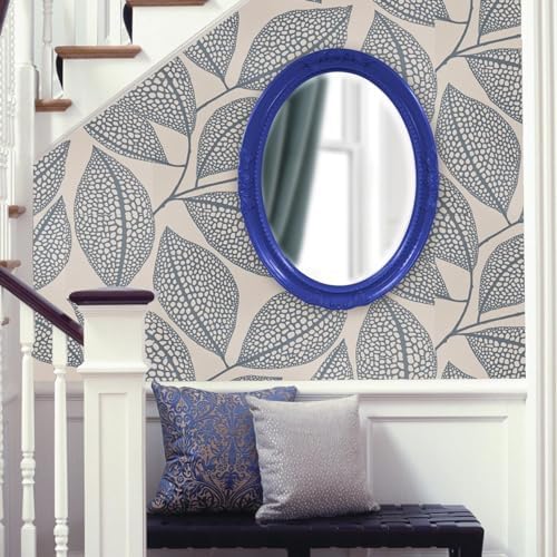 Howard Elliott Queen Ann Oval Glossy Royal Blue Wall Mirror, Oval Bevelled Hanging Wood Framed Vanity Mirrors for Home Decor, Living Room, Bathroom, Bedroom, or Hallway, 25 x 33 Inch