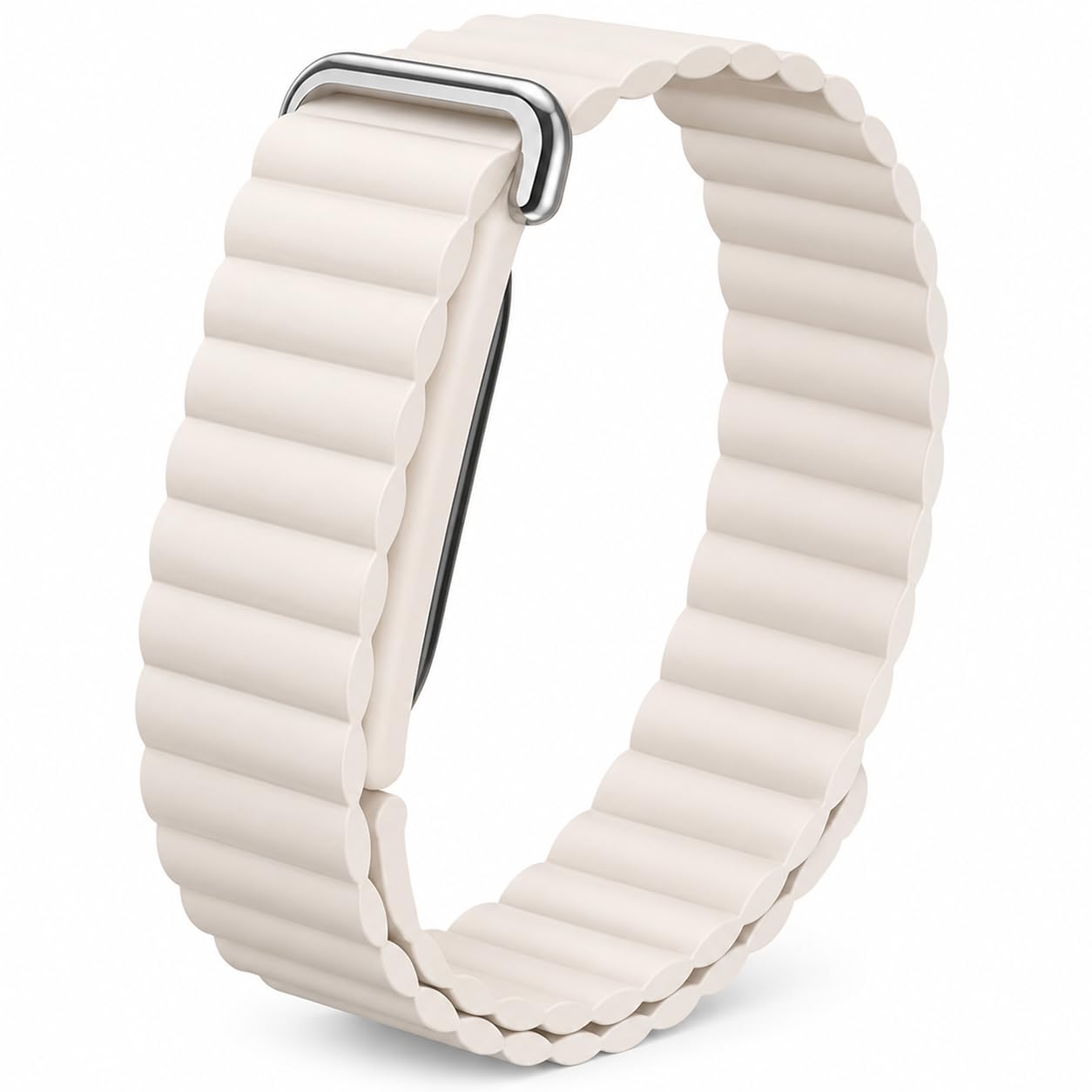 For Google Fitbit Air Silicone Breathable Sport Watch Strap for Gym Fitness | Loops Bracelet Magnetic Closure Soft Comfort Stylish Texture Wide Fit Range Color Options(Starlight)