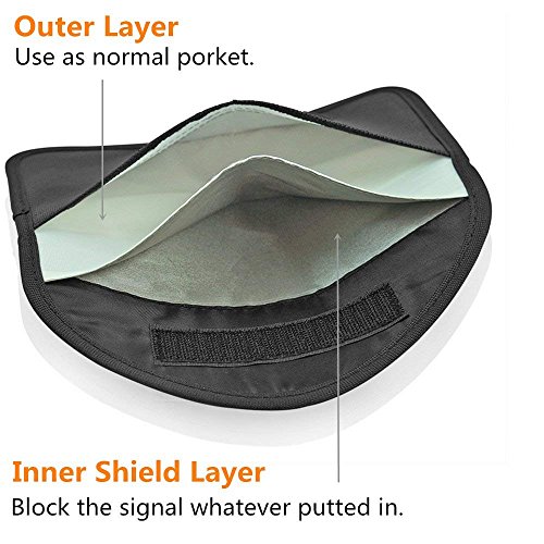 Image of Faraday Key Fob Protector (2 Pack), Premium Faraday Bag /Pouch, Car Key Signal Blocker, Signal Blocking Bag for Cell Phone Privacy P (Black)