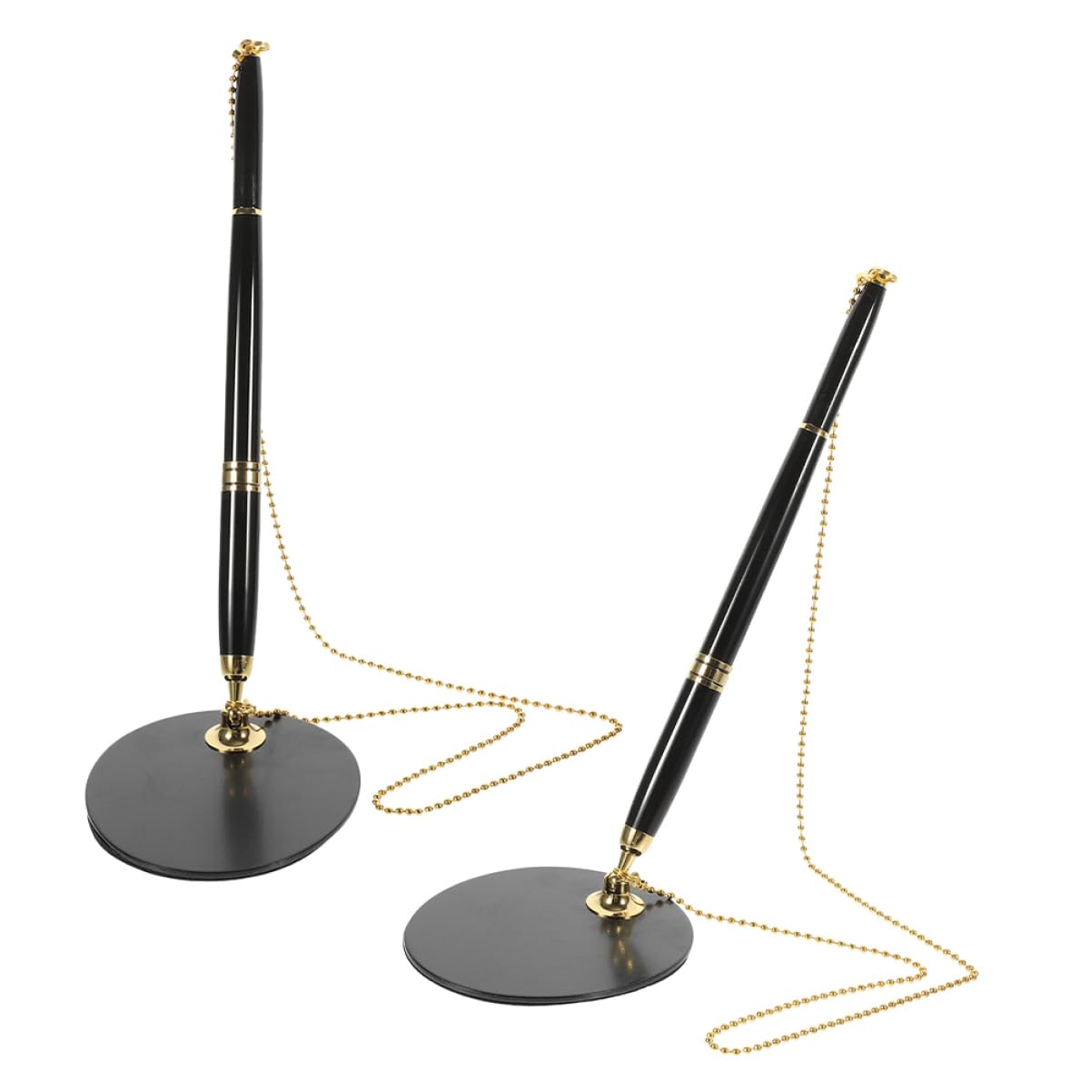 Générique 2 Pièces Stylos à Sécuriser Support de Bureau de Stylos Noirs avec Cordon pour Accueil Bureau École à Élégant et