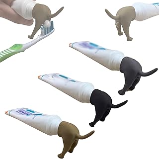 Skniuhe Pooping Dog Butt Toothpaste Topper, Pooping Toothpaste Cap, Dog Butt Shape Toothpaste Lid, Funny Creative Toothpaste Lidfor Bathroom Accessories (3Pcs)
