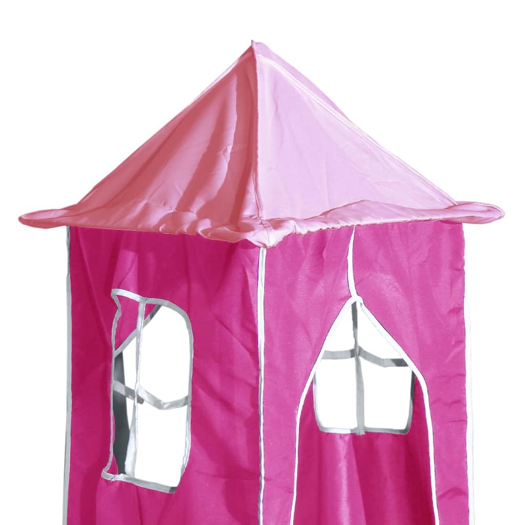 Vorhänge für Hochbett mit Turm in Rosa, Polyester Material, Maße Turm 44,5 x 43 x 190,5 cm, mit 3 Aufbewahrungstaschen, Zubehör für Kinderzimmer
