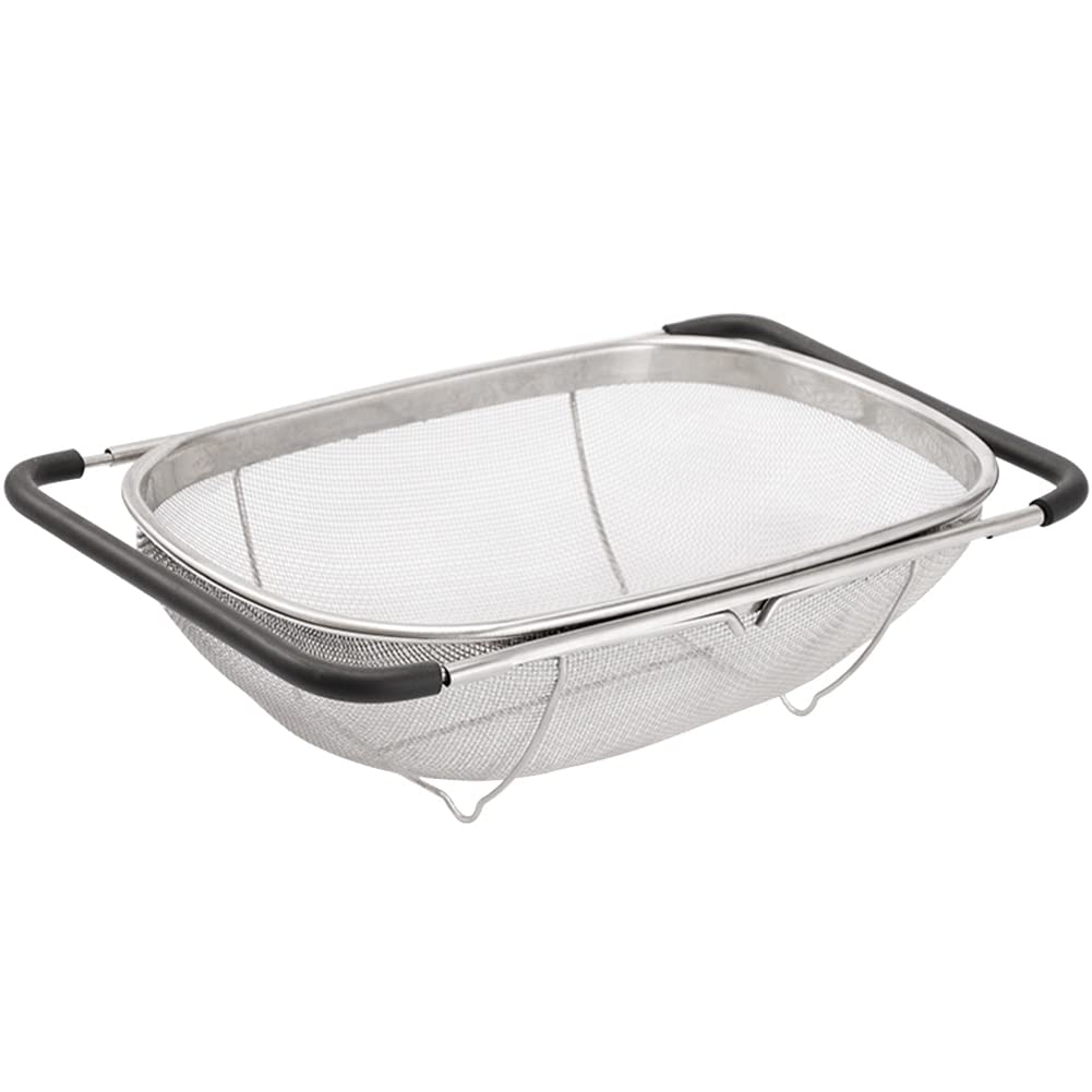 Bassulouda Stainless Steel Telescopic Strainer Basket, Vegetable Fruit Strainers,Rubber Handle Kitchen Sink Strainer Basket Tool