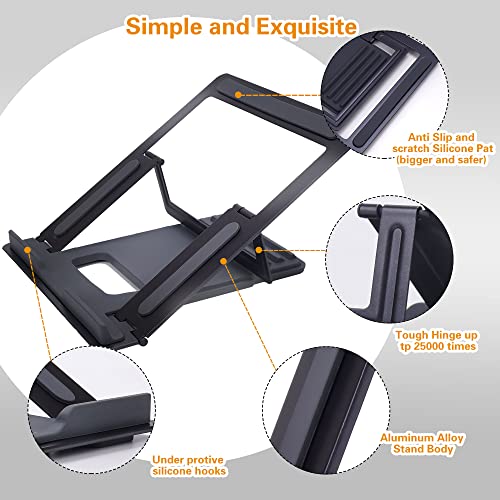 Laptop-Stand-for-DeskBlack-Adjustable-Aluminum-Portable-Laptop-Holder-Metal-Computer-Stand-4-Angle-Anti-Slip-Compatible-with-9-to-17inch-Laptop