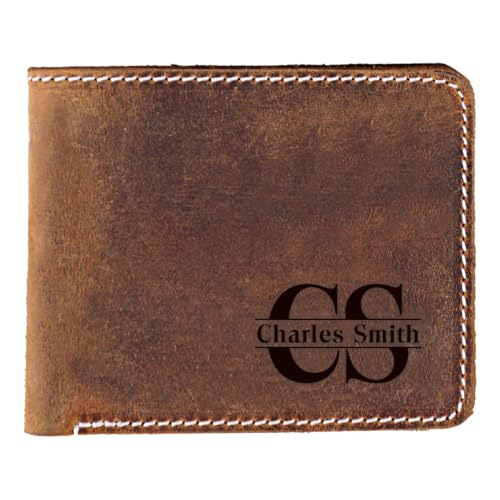 Personalized Leather Wallet For Men Valentine's Day Gift Custom Slim Wallet Customized Bifold Wallets For Men Engraved Genuine Leather Custom Father's Day Wallet Gift Anniversary Gift For Him