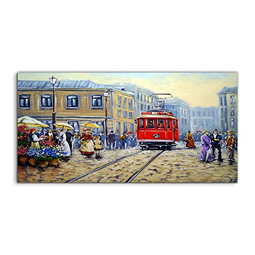 Photo murale acryl art Tram City pour salon et chambre moderne