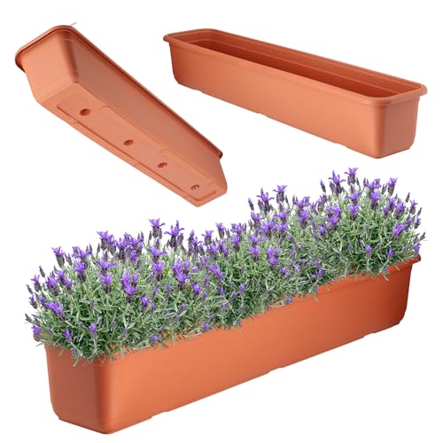 KADAX Blumenkasten 80 cm, Terracotta – Balkonkasten aus hochwertigem Kunststoff, Pflanzkasten für Innen- und Außenbereiche, Blumentopf für Balkon, Terrasse, Fensterbank
