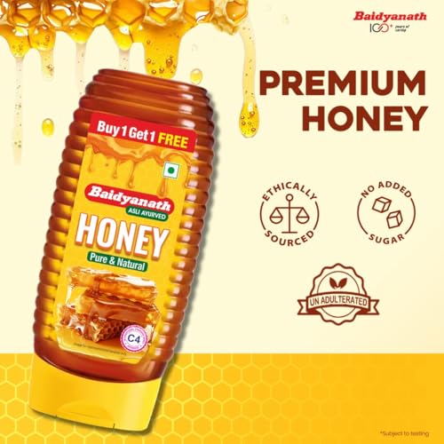 Image of Baidyanath Squeezy Honey Pack 800g (400 gm x 2, Pack of 2) | Pure & Natural | Immunity Booster, Cough & Cold Relief | No Sugar Adulteration