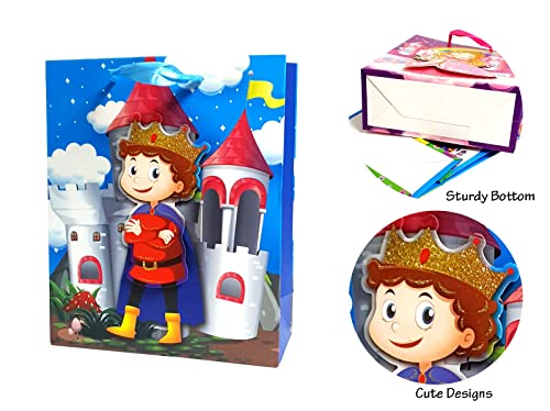 Image of Crackles Cartoon Fantasy Printed Paper Bags for Gifting Eco Friendly Gift Paper Bags with Handles (Pack of 12)