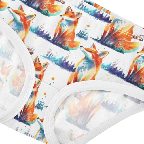 Joisal Personalized Toddler Underwear Floral 2t Cotton Little Girl Panties Cute Watercolor Fox Orange Underpants Briefs4