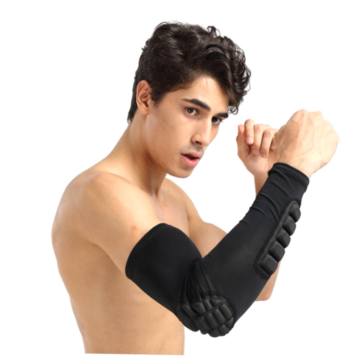 VICASKY Sports Compression Arm Sleeve with Padded Protection for Basketball Football Volleyball Baseball and More Non Slip Design Black