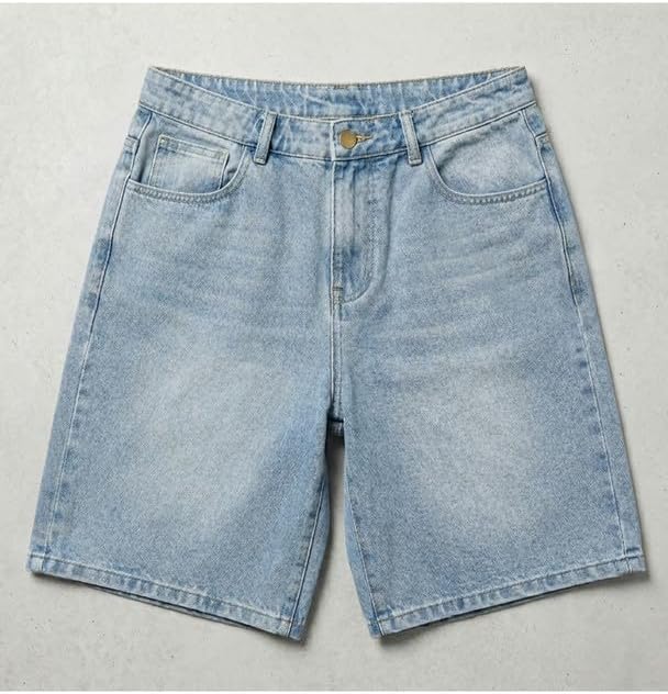 LOGEQI Men's Baggy Jean Shorts Y2K Jorts Vintage Wide Leg Denim Shorts Loose Fit Skater Streetwear Knee Length Casual Pants