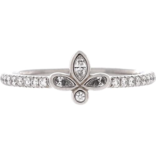 Tiffany & Co., Pre-Loved Fleur de Lis Flower Ring Platinum and Diamonds, Silver