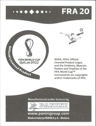 Miniatura 2 de 2022 Panini World Cup Qatar Sticker #FRA20 Christopher Nkunku Group D France Mini Sticker Trading Card