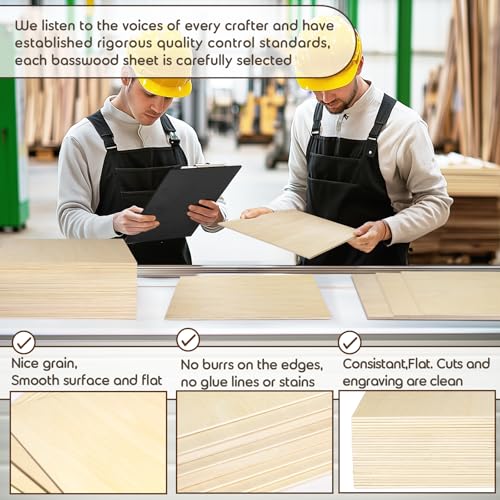 24 Pack 12x12x1/8 Inch Basswood Sheets, MAPRIAL Smooth 3mm Plywood for Laser Cutting, Unfinished Wood Board for Engraving, Wood Burning, Painting, Crafts, Ornaments, Models, Cutter, Engraver, Gifts - Image 3