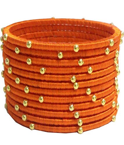 Bluejays hub Orange Plastic Metal Silk Thread Bangles for Women (2.6) -Set of 12 (B01N5C0W6J) Amazon Price History, Amazon Price Tracker