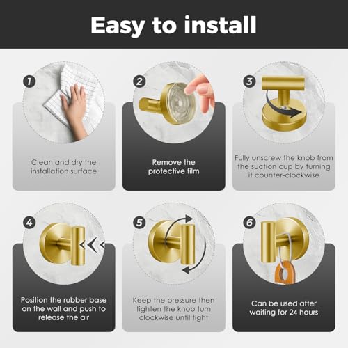 Image of Shower Hooks for Inside Shower,No-Drill Removable&Reusable Towel Hooks for Bathroom,Heavy Duty Suction Cup Hooks for Glass Window,2 Packs(Gold)