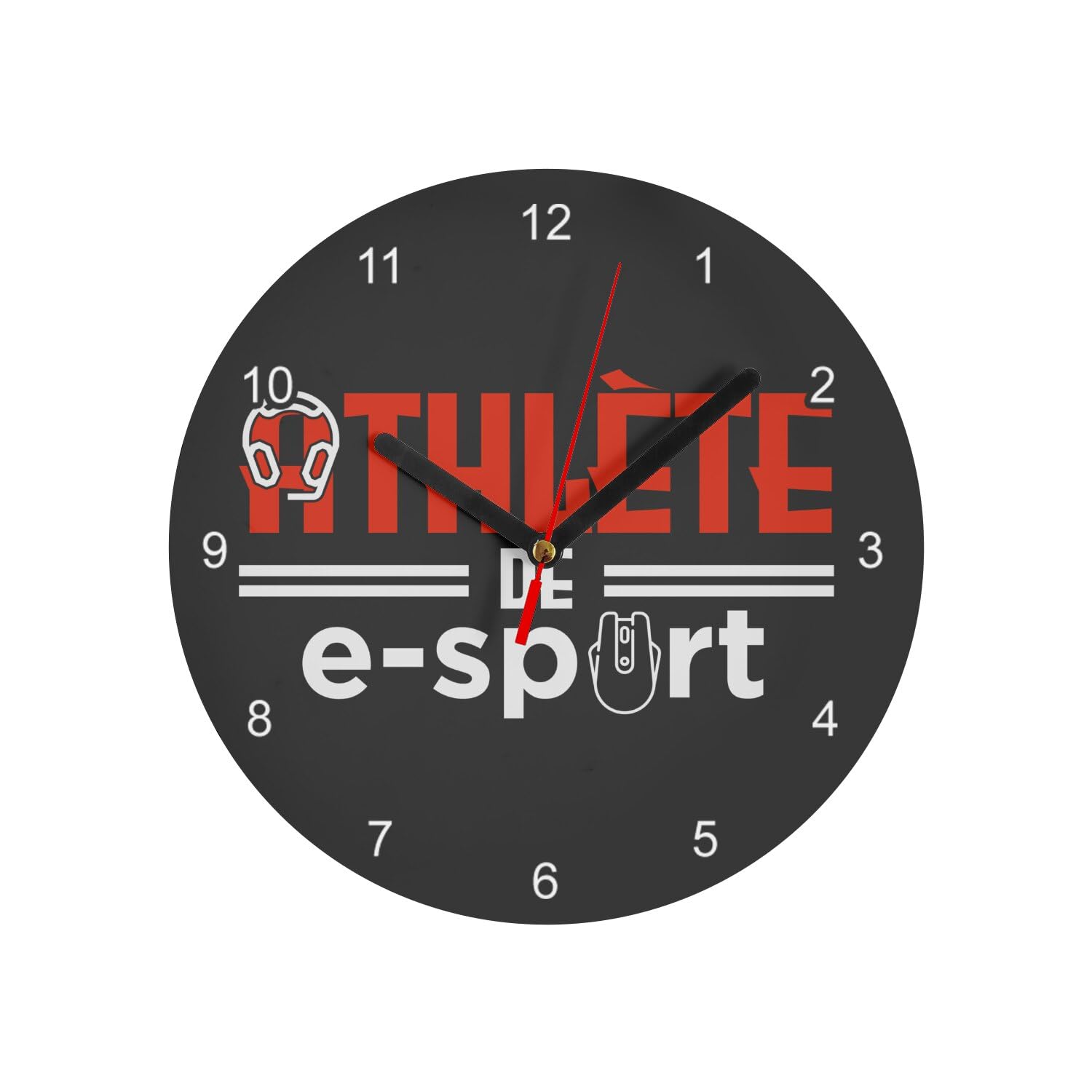 Horloge e-sport en verre noir Fabulous 20 cm pour décorer votre studio gaming