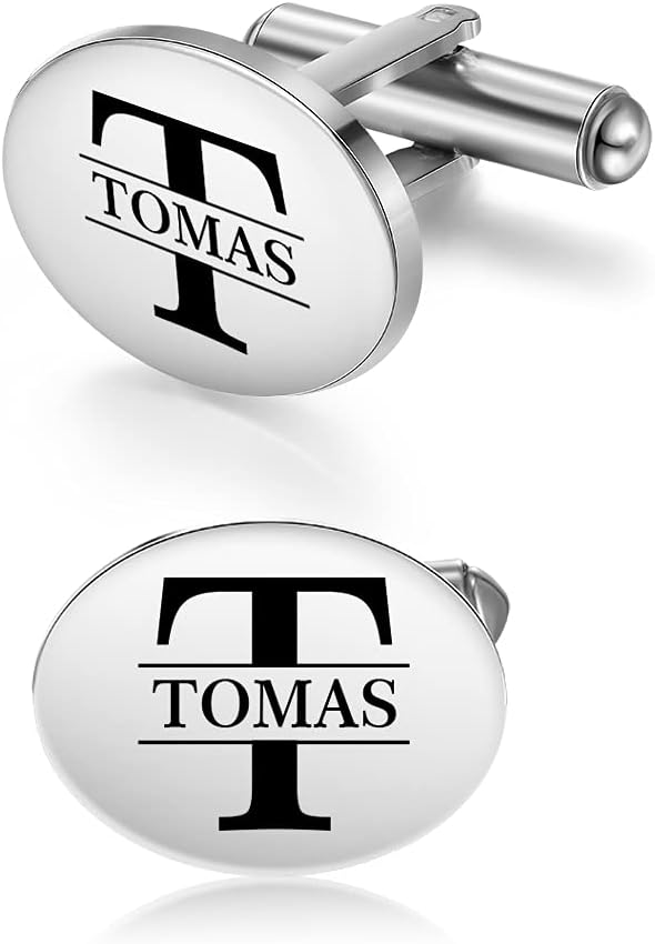 Personalsed Round Ntal Cufflnks Engraved Round - Etsy UK