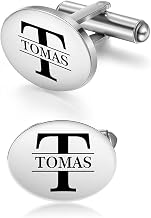Gemelos Personalizados para Hombres, 1 Par de Gemelos de Padre de Acero Inoxidable con Iniciales Personalizadas, Regalo de Cumpleaños para el Día del Padre, Día de San Valentín, para Esposo Abuelo