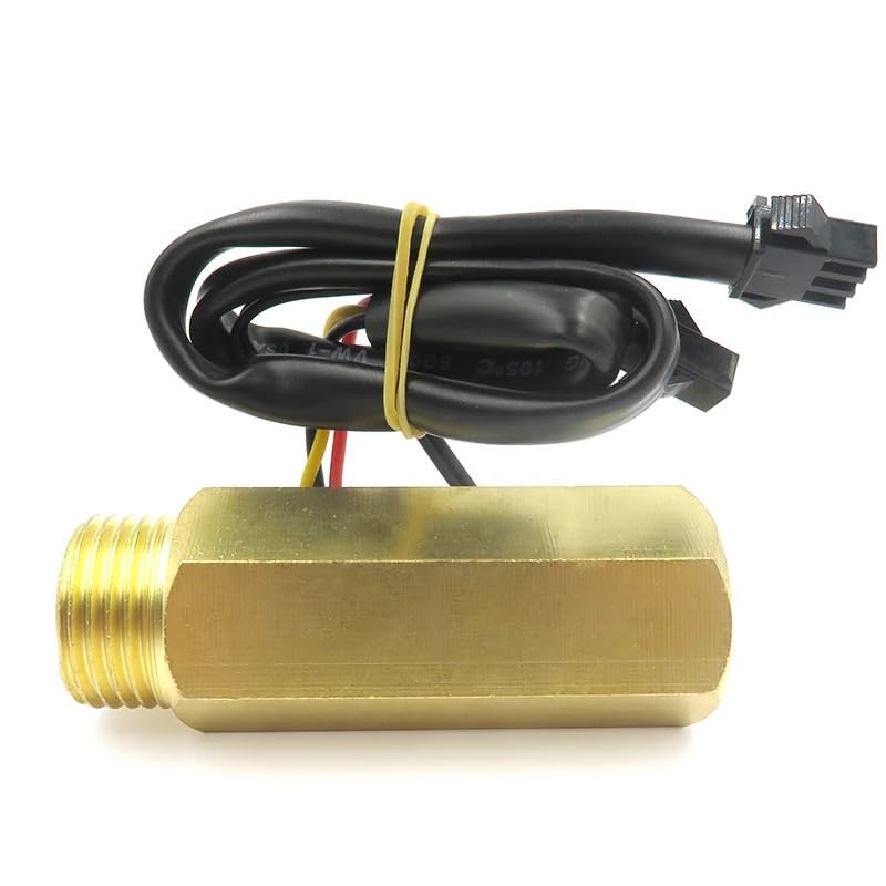 Sensor de flujo de agua DN15, latón, 1.75MPa, Sensor Hall, pulso, 1/2 ", caudalímetro de turbina DC5~18V con detección de temperatura