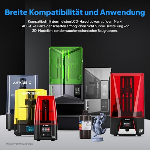 ELEGOO ABS Like Resin V2.0 Grau 2KG, 405nm LCD UV-Härtung 3D Drucker Resin 3D Printer Resin 3D Drucker Harz Sla Resin für LCD Resin 3D Drucker