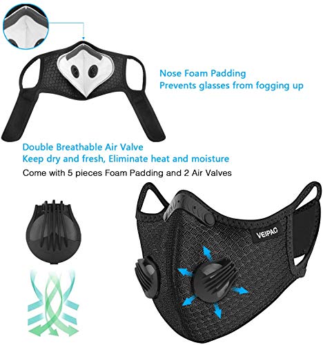 image for VEIPAO 3 Set Sports Mask Running Mouth Cover with Activated Carbon Fil