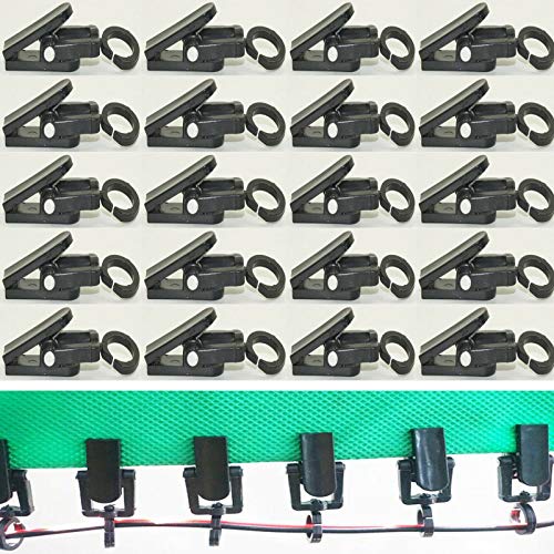 Pmsanzay RV Awning Clips - 20 Pack (Black, Plastic & Stainless Steel) - RV Awning Accessory - Awning Lights/Banners/Flags/Plants/Chimes