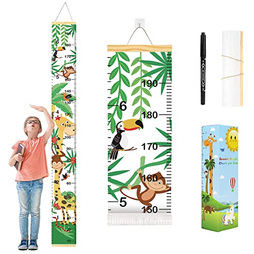 Toise Bébé Murale à Suspendre Règle pour Enfants,Dinosaure Règle Hauteur à Suspendre pour Mesure Croissance,Bébé Enfants Regle Taille Garçon Fille Décoration Chambre 200cm x 20cm.