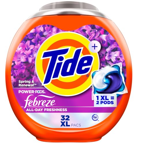 Image of Tide Power Pods Laundry Detergent Pacs with Febreze, 32 Count, Spring & Renewal Scent, Febreze Freshness with Odor Eliminators