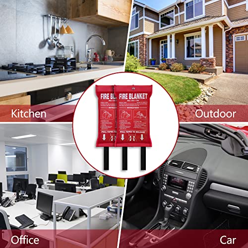 Fire Blanket, Fiberglass Fire Emergency Blankets, Suppression Flame Retardant Fireproof Survival Safety Fire Suppression Blanket, For Kitchen Home Car Office Warehouse Camping Bbq School Fireplace #TOP6