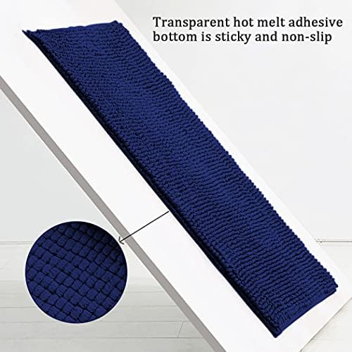 3 Pieces Bathroom Rug Set, Shaggy Ultra Soft Non Slip Bathroom Mat Set, Includes U-Shaped Contour Toilet Mat Plush Bath Mats for Bathroom, Tub, Shower (Machine Washable) Navy