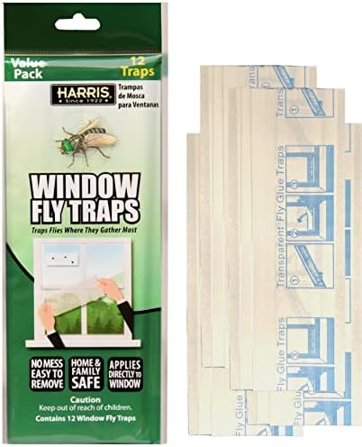 HARRIS Indoor Window Fly Strip, 12 Pack Sticky Traps Kills Flies