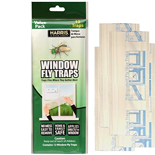 Harris Indoor Window Fly Strip, 12 Pack Sticky Traps Kills Flies #TOP18