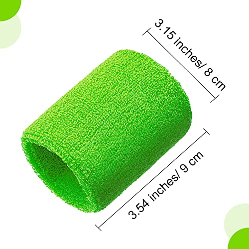Image of Bememo 12 Pack Wristbands Sweatband for Women Men, Neon Colored Sport Wrist Bands, Tennis Football Basketball Sweatbands, Moisture Wicking Arm Bands for Working Out