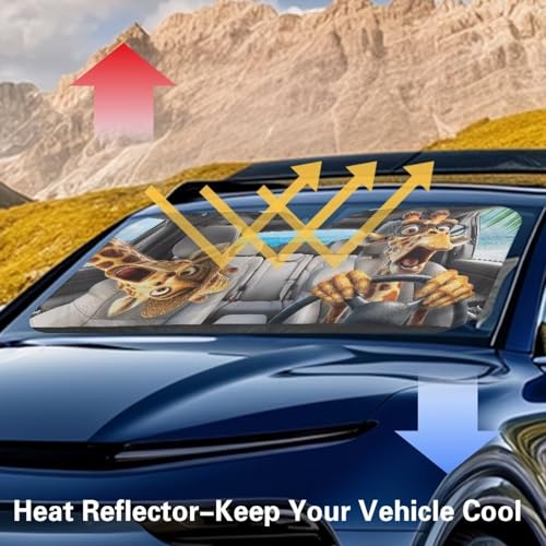 Image of Drive Giraffe Car Interior Accessories Sun Protection Easy to Install Automotive Windshield Sunshades Keep Cool UV Rays Protection for Most Sedan Truck Van