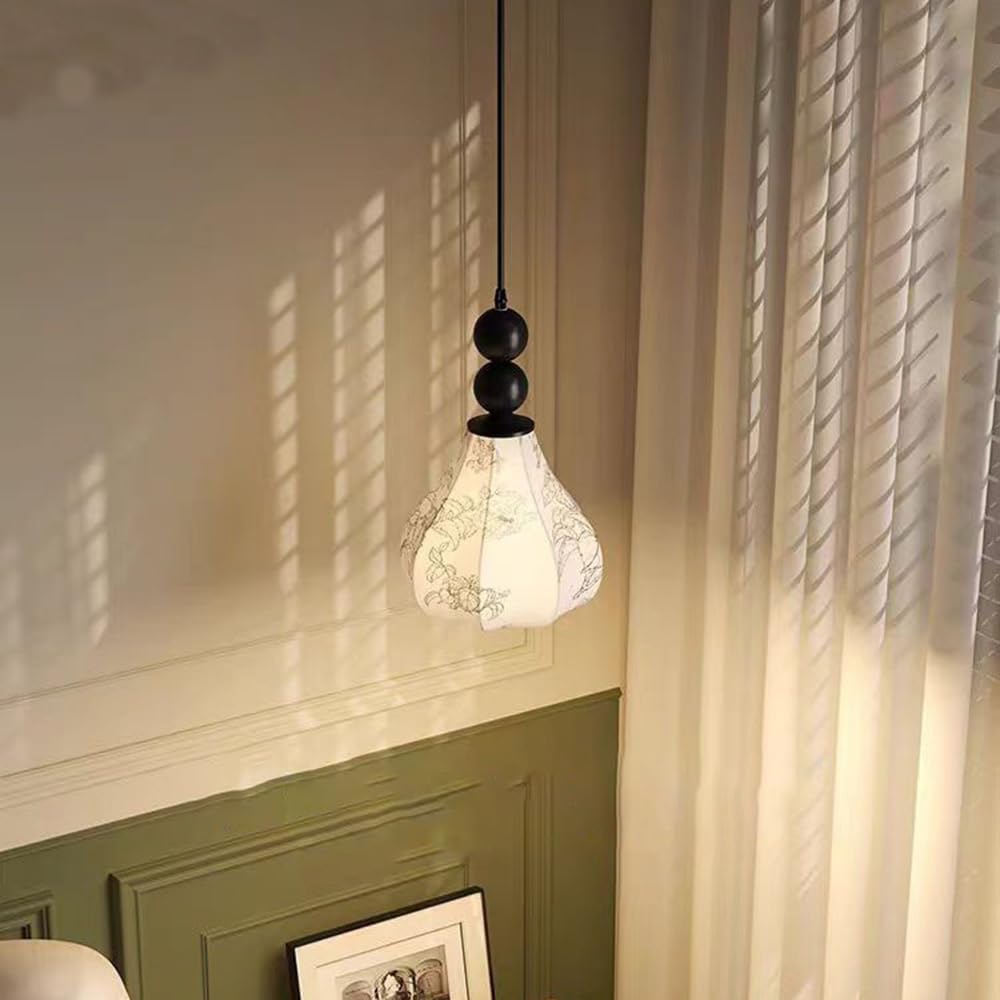 Fabric Lighting Lights Dining Room, E27 Socket Modern Retro Hanging Chaner with Fabric Shade, 1-Light Kitchen Island Light Fixture, 9.44In