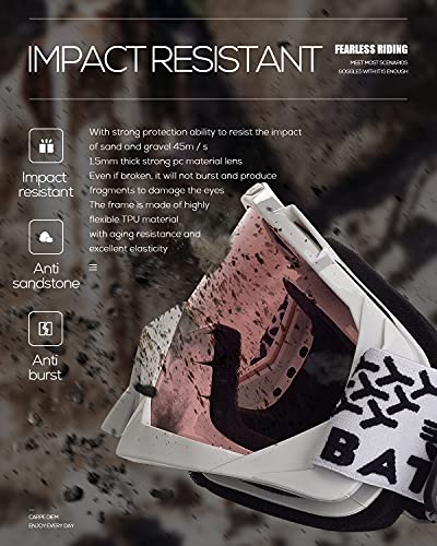 Image of BATFOX Dirt Bike ATV Goggles Motorcycle Gear Riding Motocross Dirtbike 4-Wheeler MX DH Accessories Goggles Glasses for Men Women Youth UV400 Protection Dust-proof Anti-Slip Strap