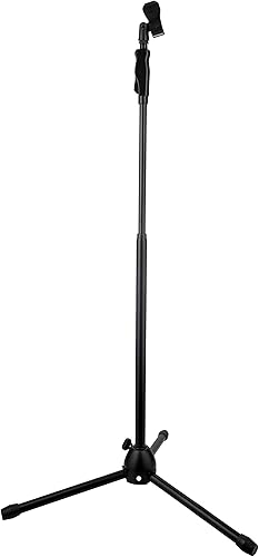 Miniatura 3 de Soporte de micrófono de trípode, ajuste de altura de embrague con una sola mano y brazo telescópico  clips de gestión de cables, soporte universal