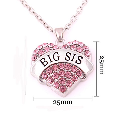 Image of Crystal Heart Necklaces Set Mom Big Sis Middle Lil Sister