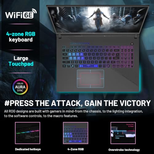 Image of ASUS ROG Strix G18 18 inch WQXGA 240Hz Gaming Laptop, AMD Ryzen 9 8940HX, NVIDIA GeForce RTX 5060, 16GB DDR5, 2TB Storage(1TB SSD+1TB Docking Station Set), 4-Zone RGB Backlit Keyboard, Win 11 Pro, Gray